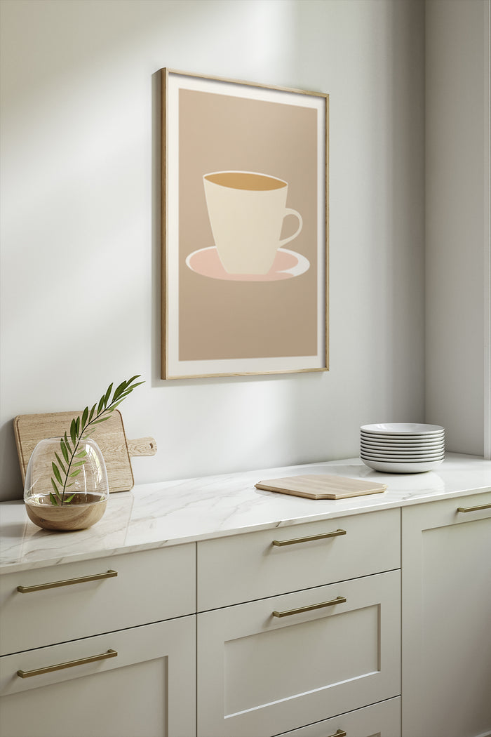 Minimalist coffee cup poster on kitchen wall for modern home decoration