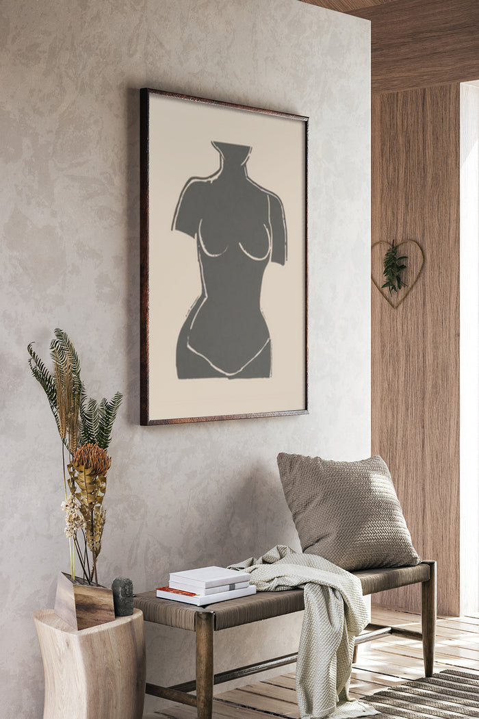 Minimalist Female Silhouette Artwork Displayed on Wall in Stylish Home Decor Setting