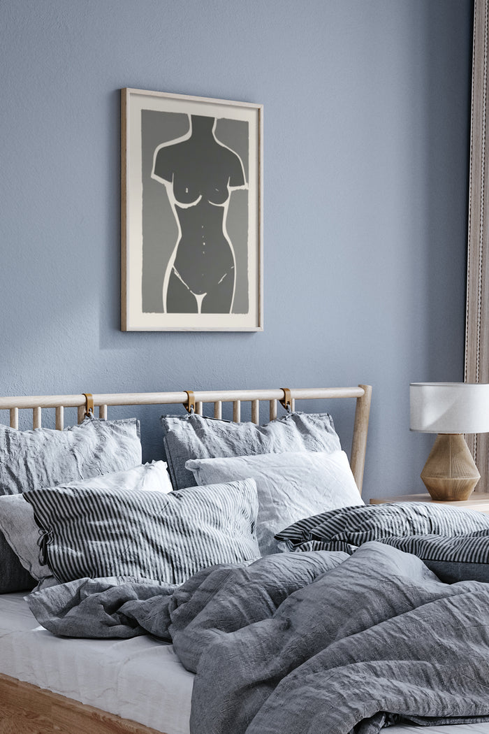 Minimalist Figure Line Art Poster in Modern Bedroom Decor