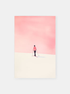 Minimalist Pink Skier Poster