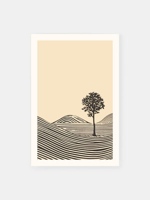 Minimalist Tree in Field Poster