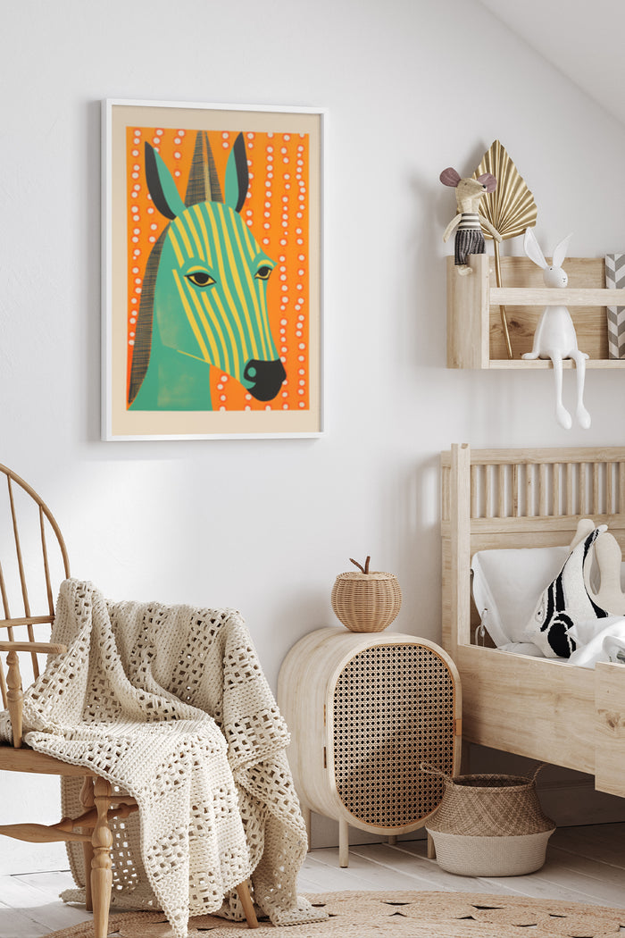 Abstract Dog Art Poster in Modern Home Decor Setting