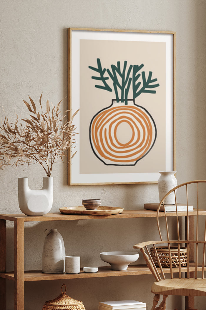 Modern abstract vase artwork in a stylish interior setting