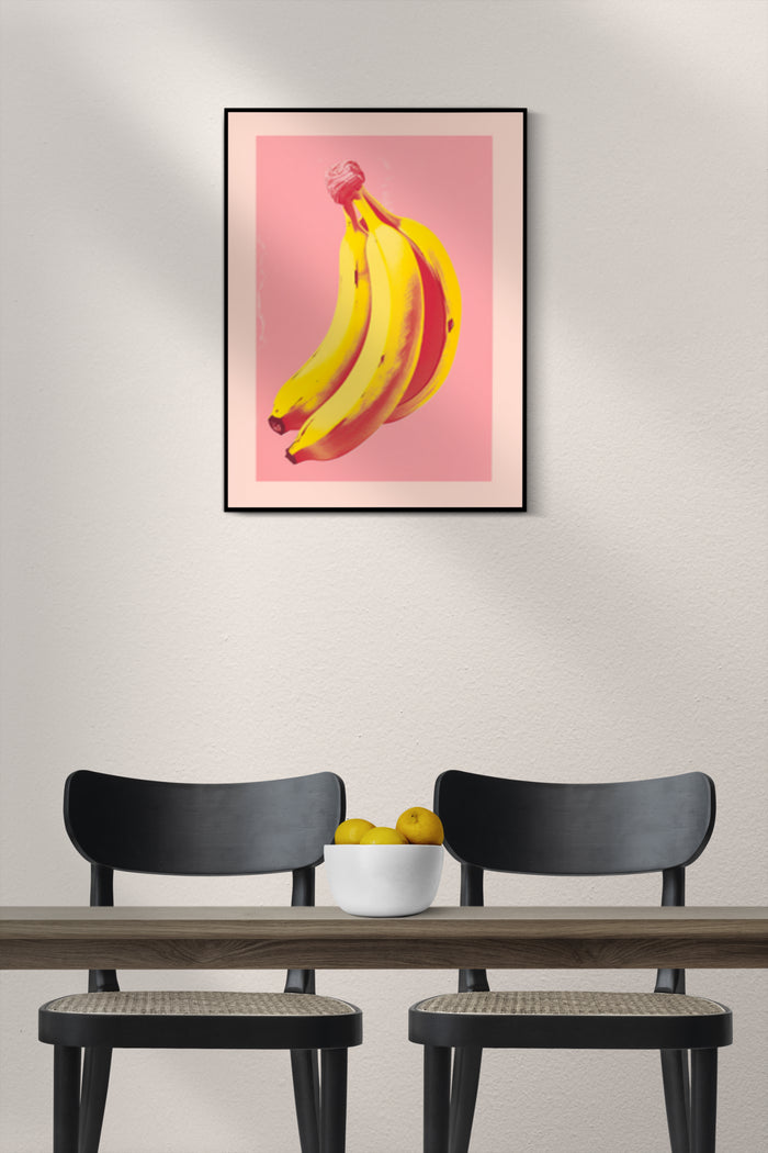 Modern Banana Art Poster in Minimalist Kitchen Interior