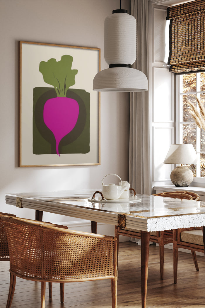 Contemporary Beetroot Poster Art in Stylish Dining Room Setting