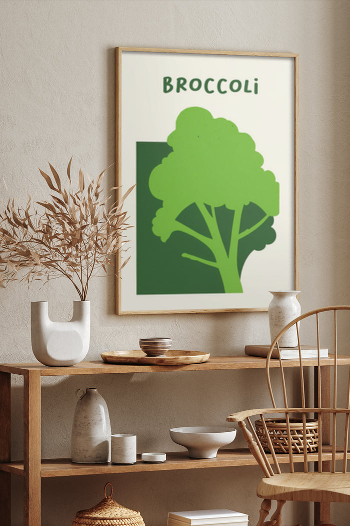Contemporary Broccoli Wall Art Poster in a Stylish Interior
