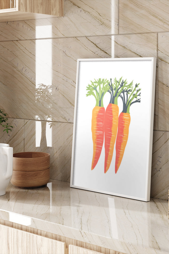 Modern Carrot Art Print Poster in Kitchen Interior Decor