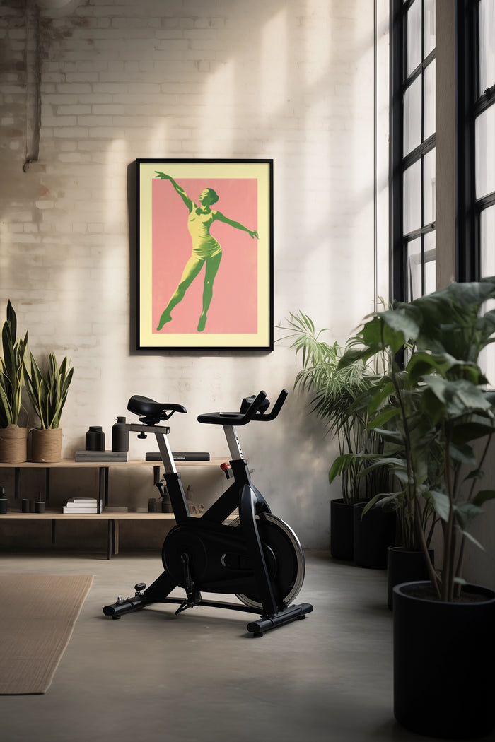 Contemporary dance poster in a stylish home gym setting