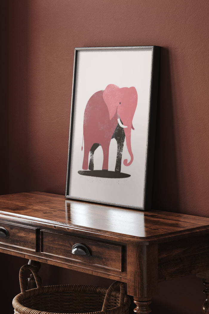 Contemporary minimalist poster featuring an elephant and a dog symbolizing friendship