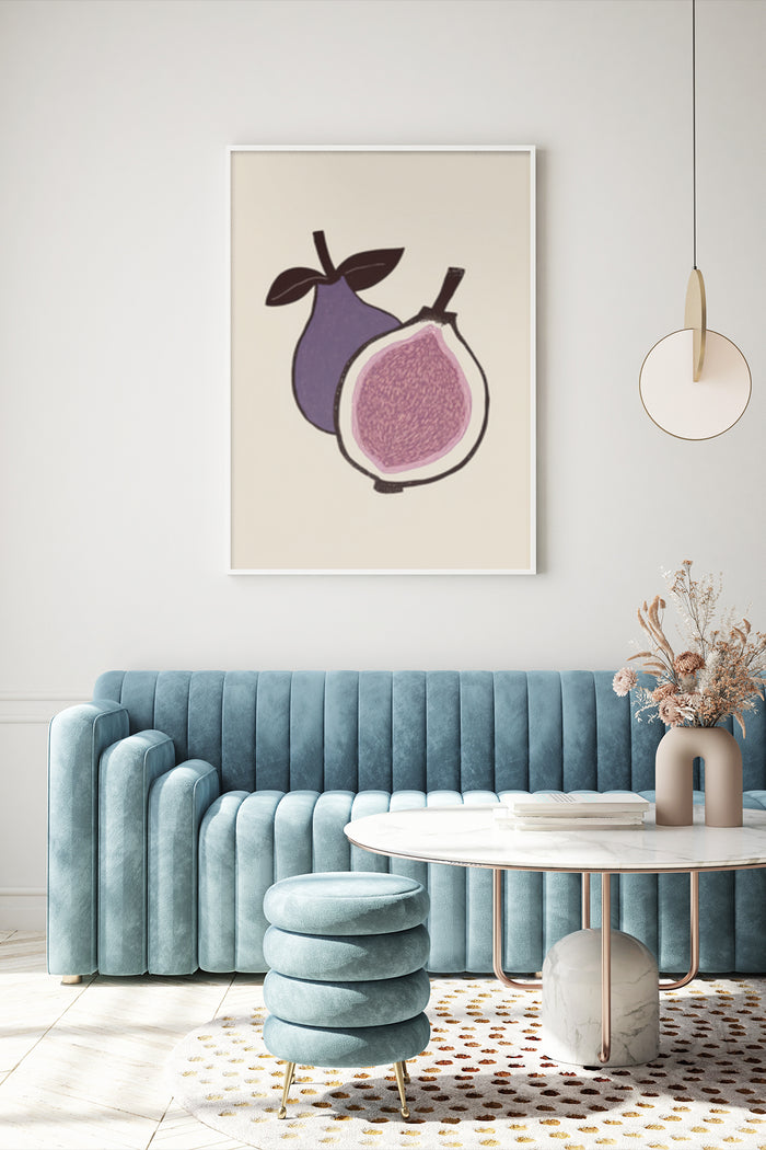 Minimalistic modern fig artwork in a stylish interior setting
