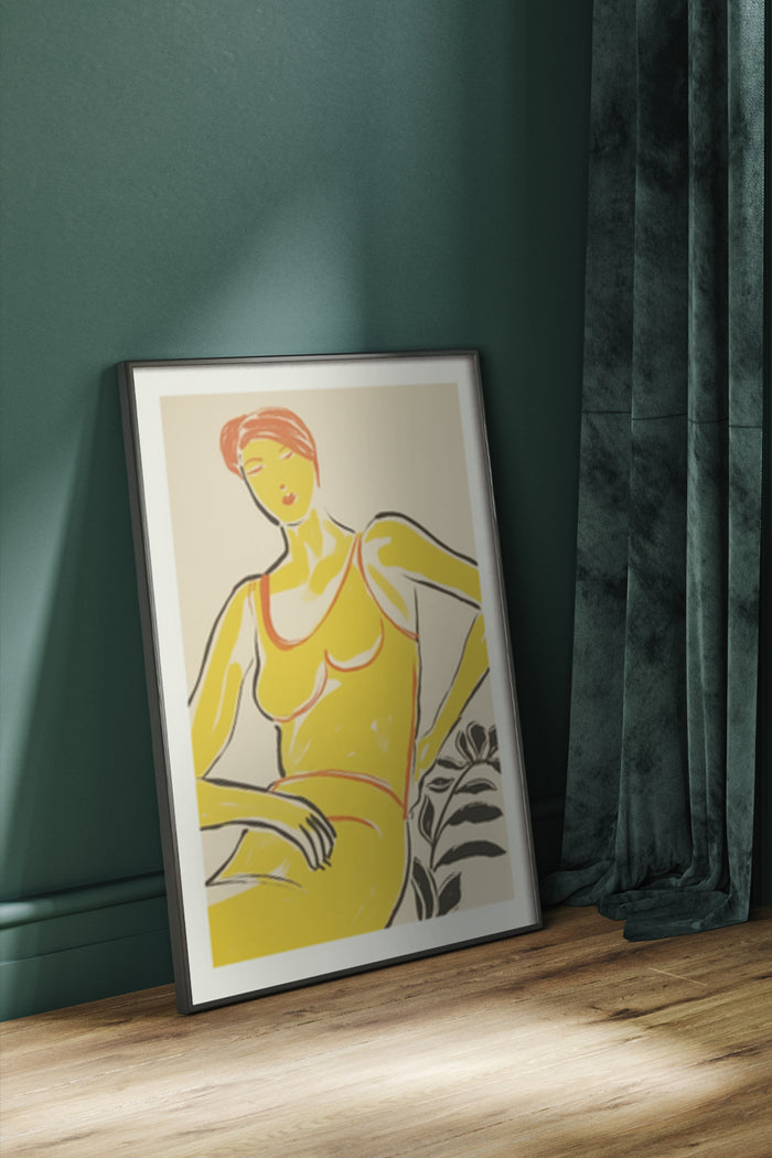 Modern figurative artwork poster of a woman displayed in a contemporary interior