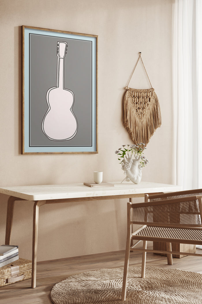 Contemporary guitar poster wall art in stylish room decor setting