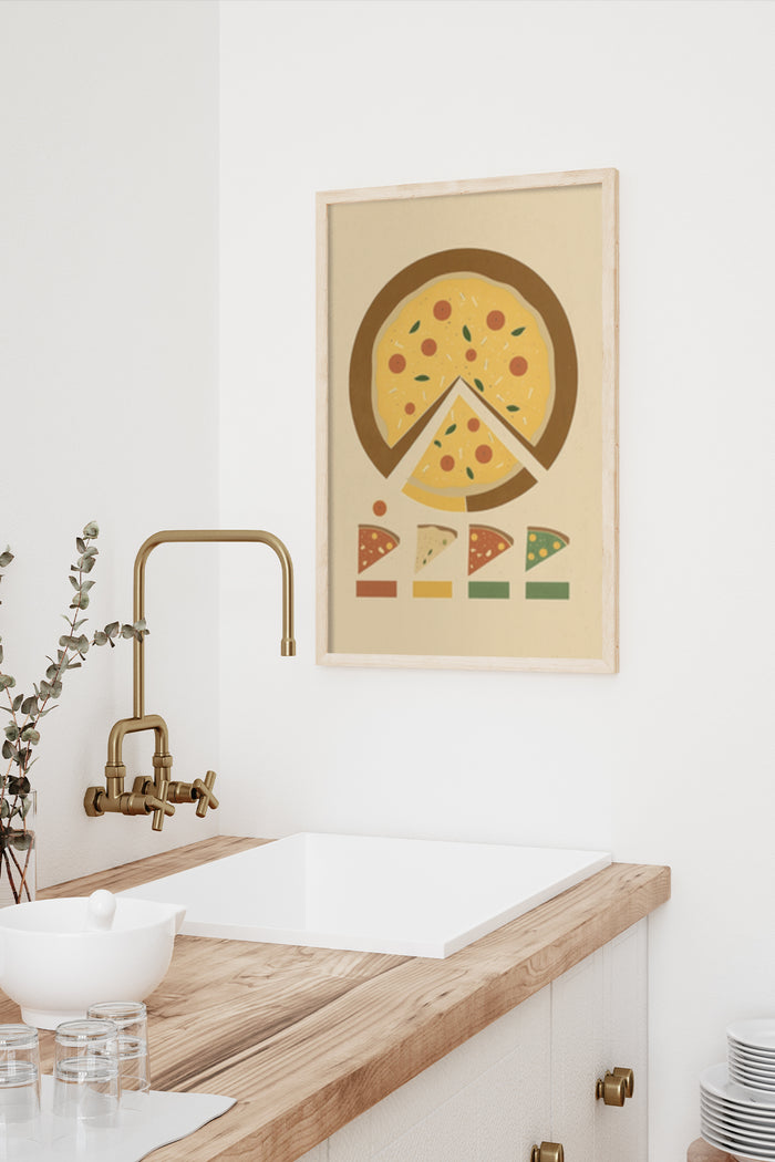 Modern pizza illustration art poster as kitchen decor