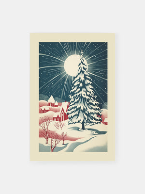 Moonlit Winter Landscape Poster