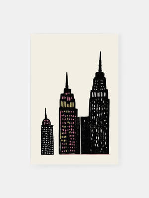 New York Cityscape Sketch Poster