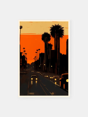 Noir Cars Palm Cityscape Poster