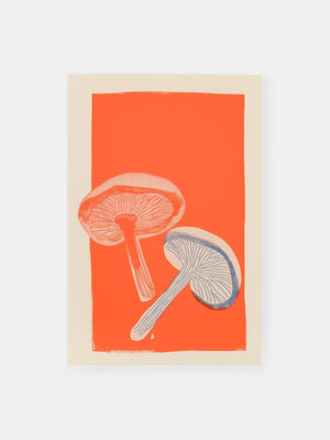 Orange Pop Mushroom Poster