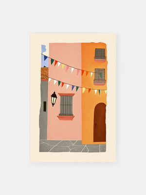Pastel Town Playful Street Poster