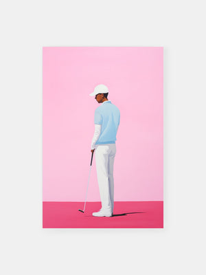 Pink Field Golfer Poster