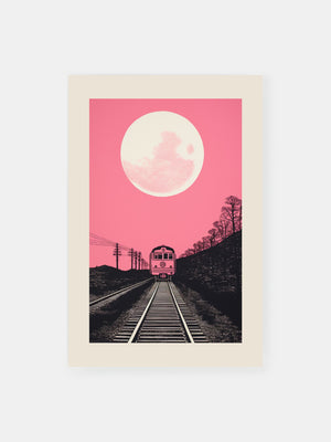 Pink Horizon Train Journey Poster