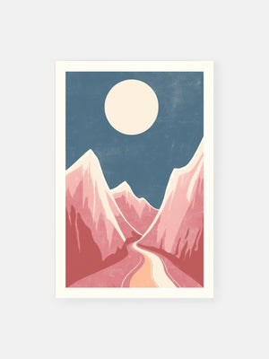 Pink Mountain Moonlight Poster