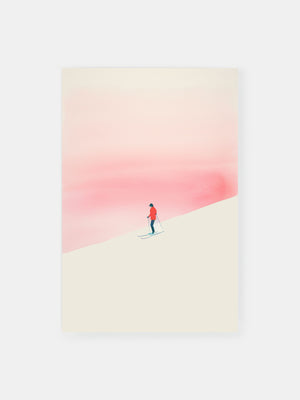 Pink Sky Skiing Poster