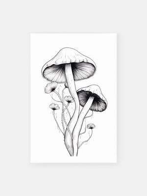 Psychedelic Mushroom Ink Poster