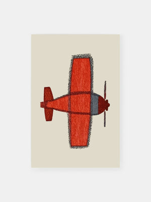Red Airplane Sketch Poster