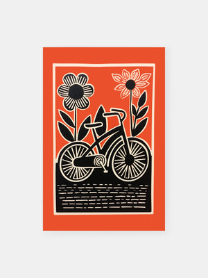 Red Bicycle Bloom Poster