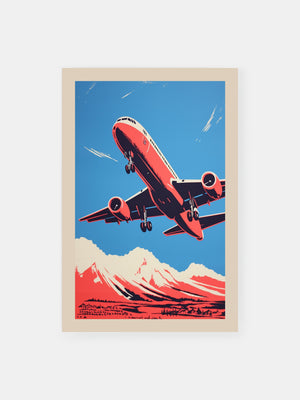 Red Jet Mountain Flight Poster