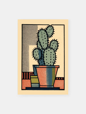 Retro Geometric Cacti Poster