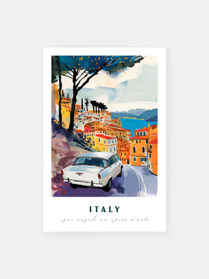 Retro Italian Coast Car Poster