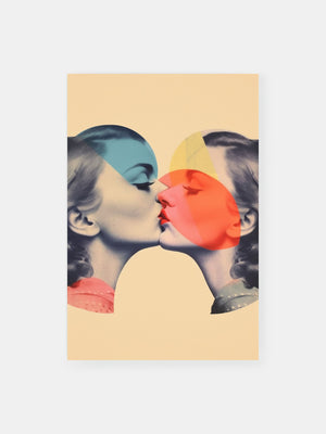 Retro Pop Couple Kissing Poster