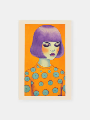 Retro Purple Polka Dot Girl Poster