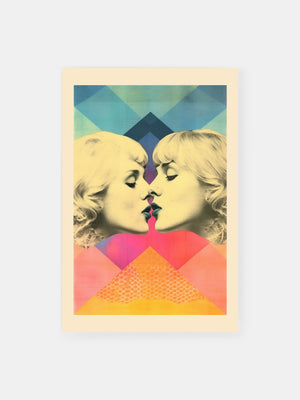 Retro Women Kissing Poster