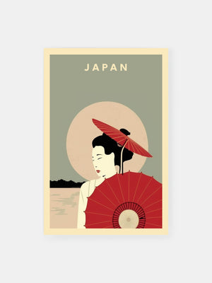 Romantic Geisha Umbrella Poster