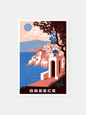 Romantic Greek Beach Poster