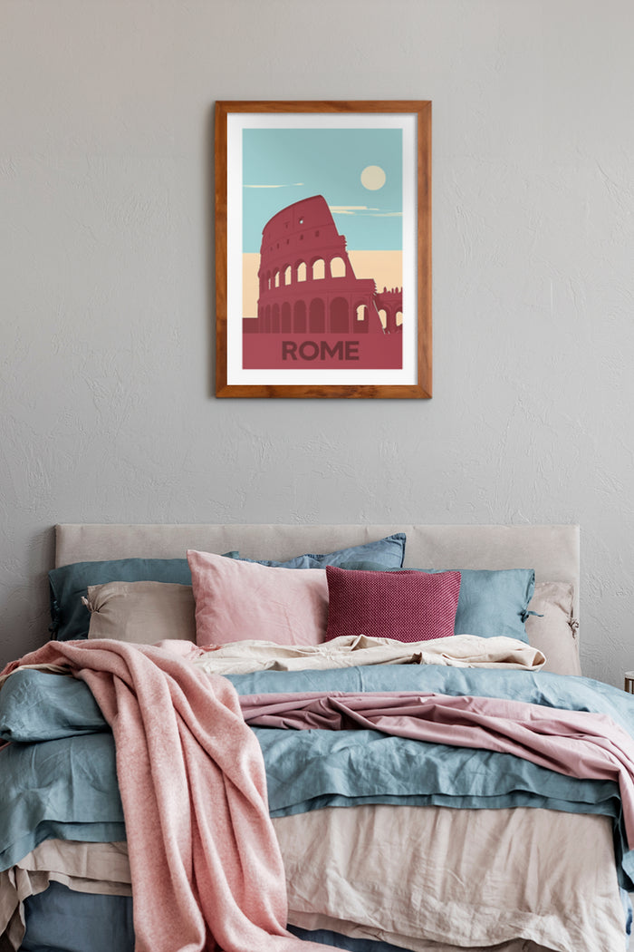 Vintage Rome Colosseum travel poster as bedroom wall art