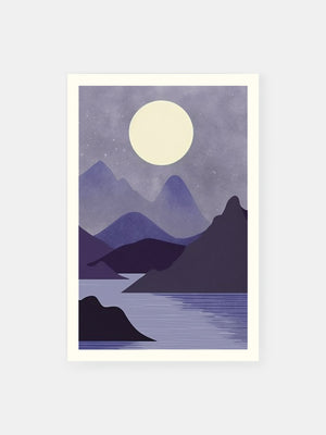Serene Moonlit Mountain Night Poster
