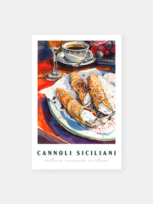 Sicily Travel Cafe Cannoli Poster