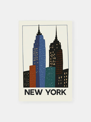 Skyline New York Linocut Poster