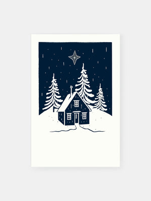 Snowy Night Illustration Poster