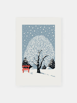 Snowy Park Bench Poster