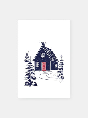Snowy Winter Cottage Poster