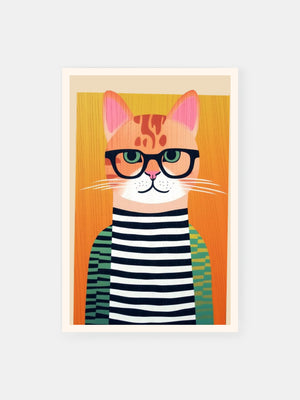 Spectacled Striped Cat Poster