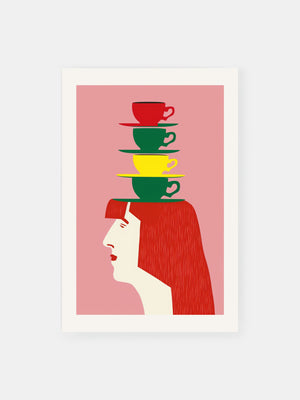 Stacked Cup Lady Poster