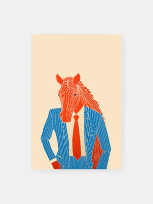 Striped Elegant Horse Man Poster