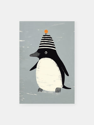 Striped Hat Penguin Poster