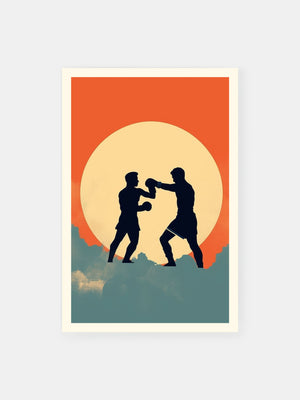 Sunset Boxing Silhouettes Poster