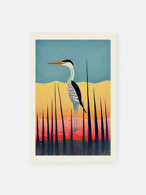 Sunset Dotted Heron Poster